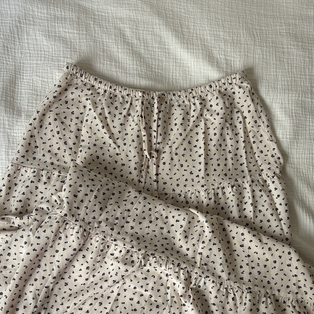 Cream Floral Maxi Skirt